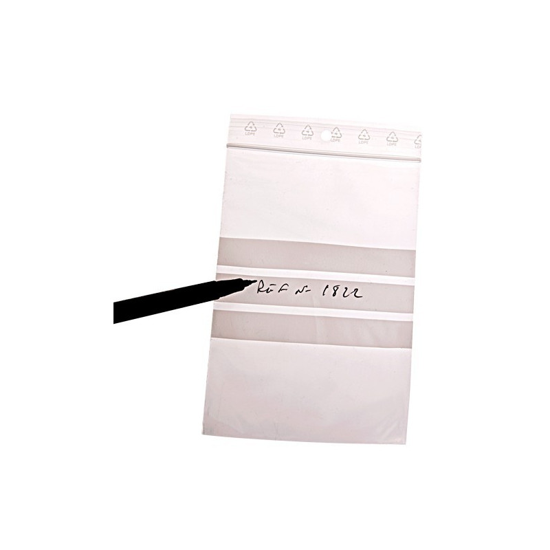 Sachet plastique fermetures zip et bande de marquage, Bam Emballages